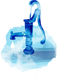 Illustration av en vattenpump.